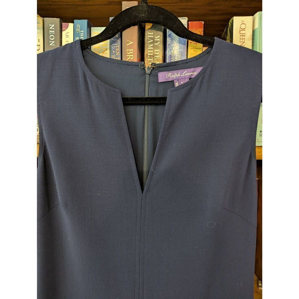 Ralph Lauren Women's Size 8 Purple Label Wool Blend Blue Romper Pants - Picture 3 of 7
